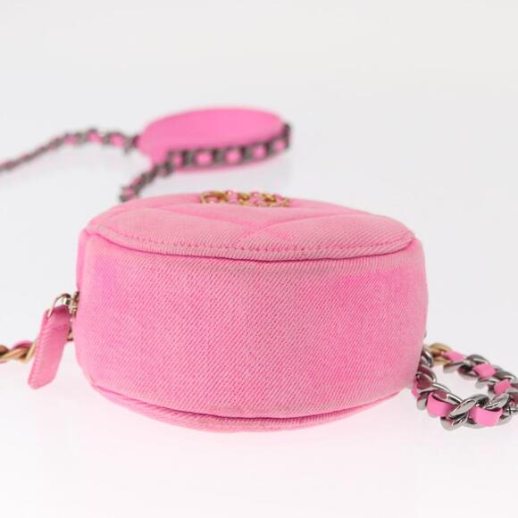 CHANEL Matelasse Chain Shoulder Bag Canvas Pink Gold CC Auth bs32090 - Picture 5 of 16